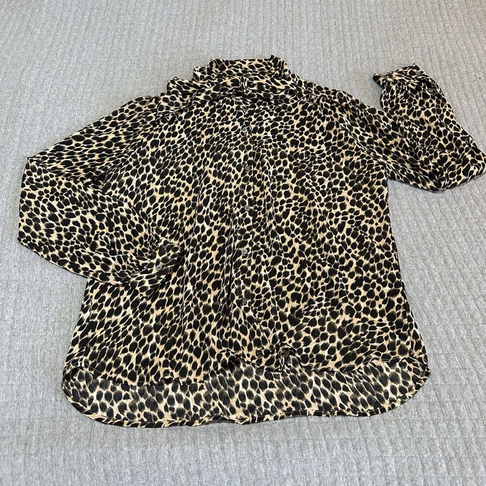 J.CREW Women’s Leopard Animal Print Preppy Button-Down Blouse Long Sleeve M
